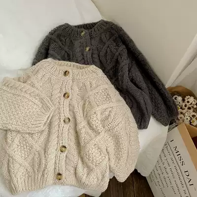 Girls Cardigan Jacket Jacket Spring and Autumn 2021 New Baby Children Yangpai Sweater Cotton Top