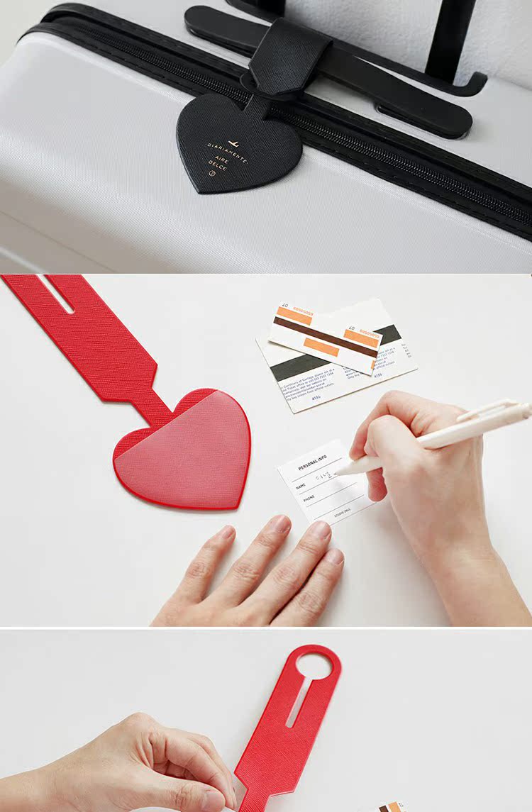 2NUL Hàn Quốc Thẻ hành lý hình trái tim Vali Thẻ lên máy bay Thẻ Tag Thẻ Kiểm tra chủ thẻ - Phụ kiện hành lý phụ kiện vali hn