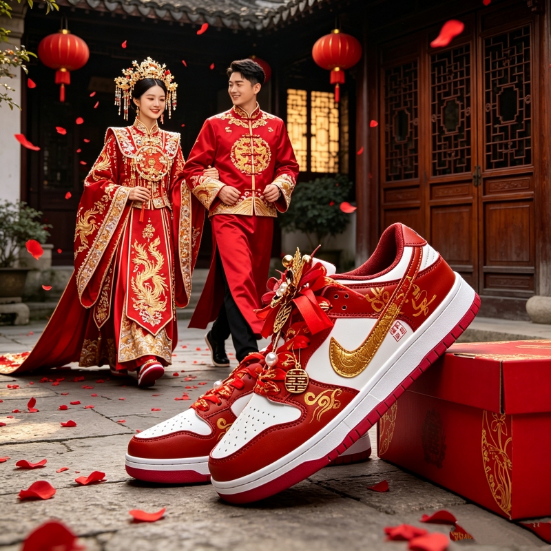 New Style Century-Long Lasting Men's and Women's Wedding Shoes, Xiuhe Red Chinese-Style Wedding Shoes for Women, Red Wedding Groom's Sneakers, Bride's Shoes New Style Century-Long Lasting Men's and Women's Wedding Shoes, Xiuhe Red Chinese-Style Wedding Shoes for Women, Red Wedding Groom's Sneakers, Bride's Shoes