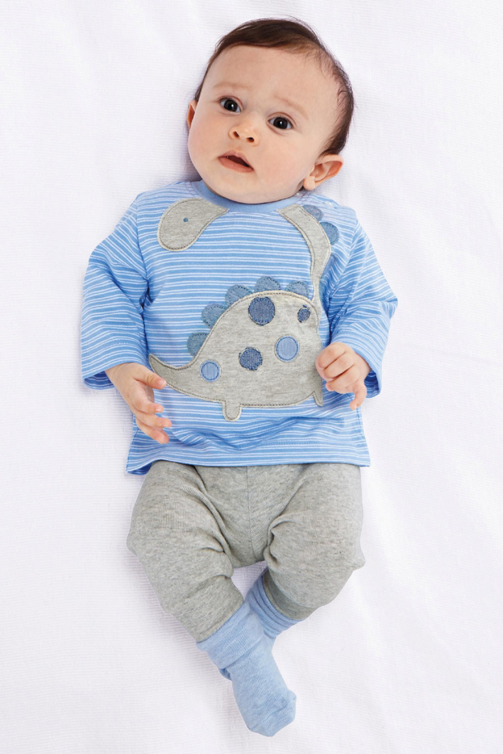 Giải phóng mặt bằng đặc biệt ưu đãi cho bé trai áo thun cotton dài tay thiết lập quần bé 2-7 tuổi xuân hè 2 bộ 6 chú cá khủng long quan ao tre em thu dong