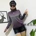 Thu đông 2018 tóc mới Tai Xin lưới 66017 tay áo rỗng co giãn cỡ lớn cổ áo len mỏng áo len mỏng áo kiểu trung niên hàn quốc Đan Cardigan