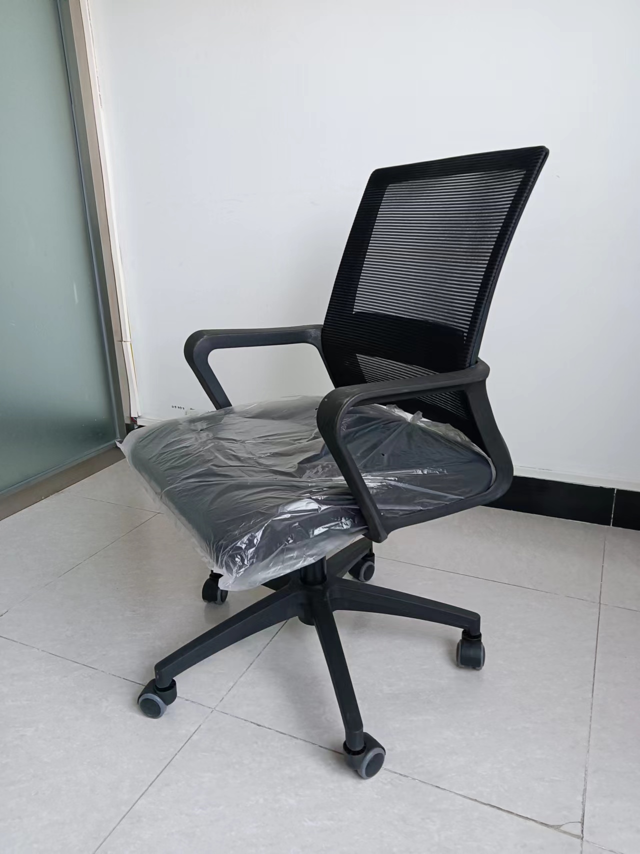 Black office chair mesh swing chair fixed armchair fixed armchair for computer chair household meeting chair