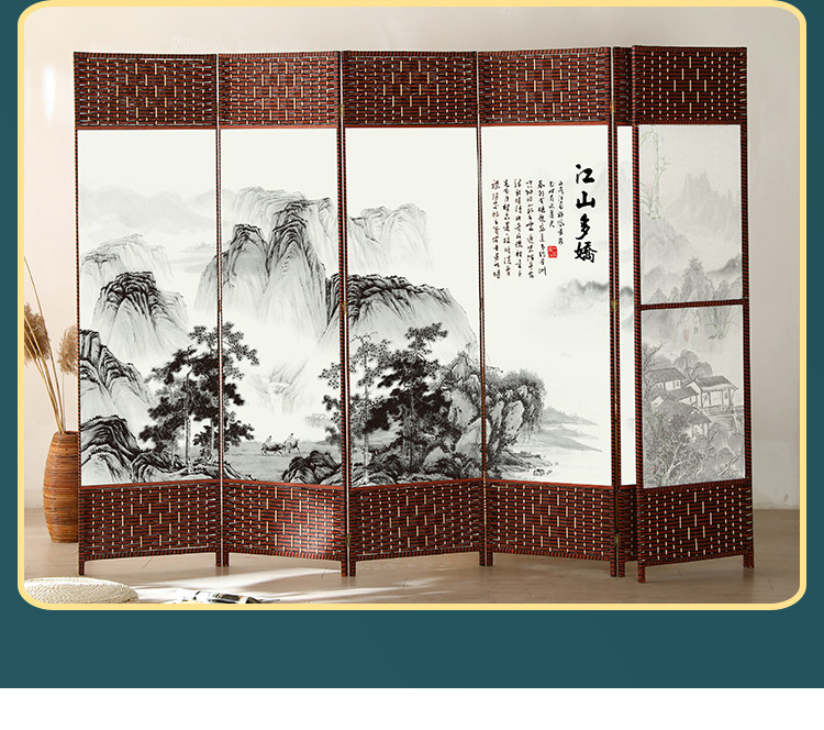 ширма 中式屏风隔断客厅2025新款简易卧室遮挡帘挡板折叠移动家用办公室 Othe