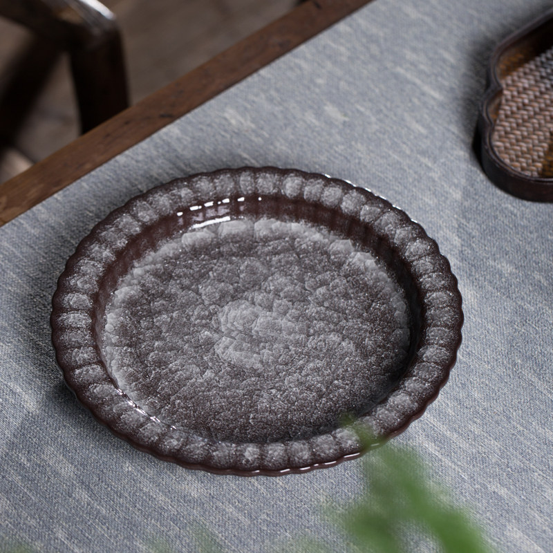 Hanqingtang Longquan celadon black tire brother kiln ice crack pot bearing ceramic dry brewing pot holder handmade kung fu tea set