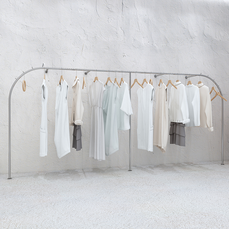 Clothing store display rack new arc women's wall shelf silver stainless steel hanger floor display rack