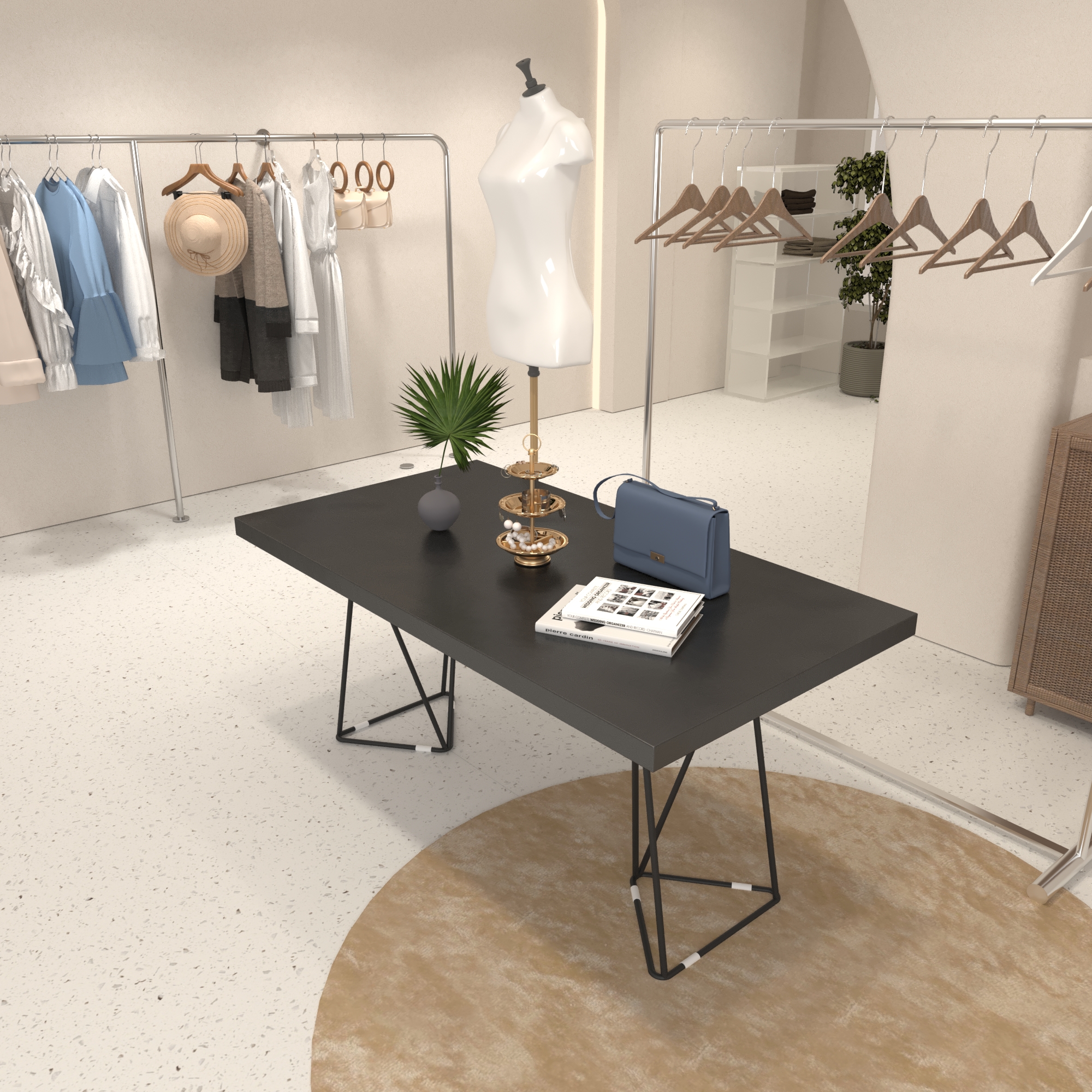 Clothing Store Display Props Display Table Middle Placed Shoes Bag SOLID WOOD TABLE MALL MIDDLE ISLAND TERRACE RUNNING WATER TABLE 