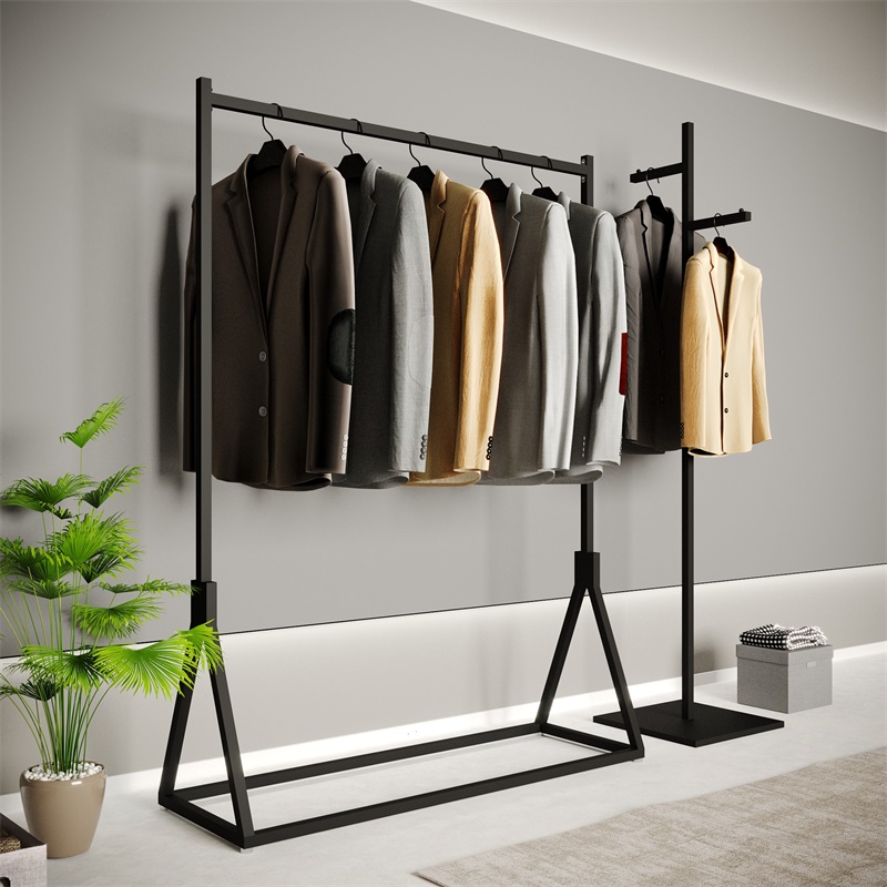 Black Hanghanger Clothing shop Rack Ground Type Wedding Dress MEN'S AND WOMEN'S CLOTHING STORE SHELF SIDE PYLON MINIMALIST DISPLAY SHELF