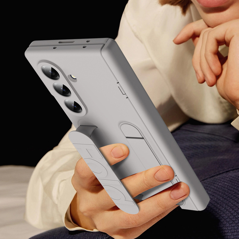 Suitable for Samsung Z Fold7 Phone Case, New Folding Screen Hinge Center Axis Full-Cover Anti-Drop Protective Case with Integrated Film, Z Fold6 Matte Shell, Z Fold5 Men's Wristband Stand, Popular W26