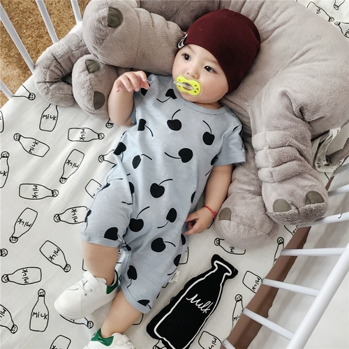 Детское летнее хлопковое боди для новорожденных подходит для мужчин и женщин для девочек, короткий рукав, 0-1 лет