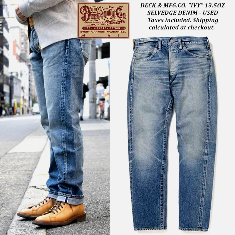 Deck 60S Ivy League Authentic Selvedge Denim Golden Age American Distressed Faded Jeans Used