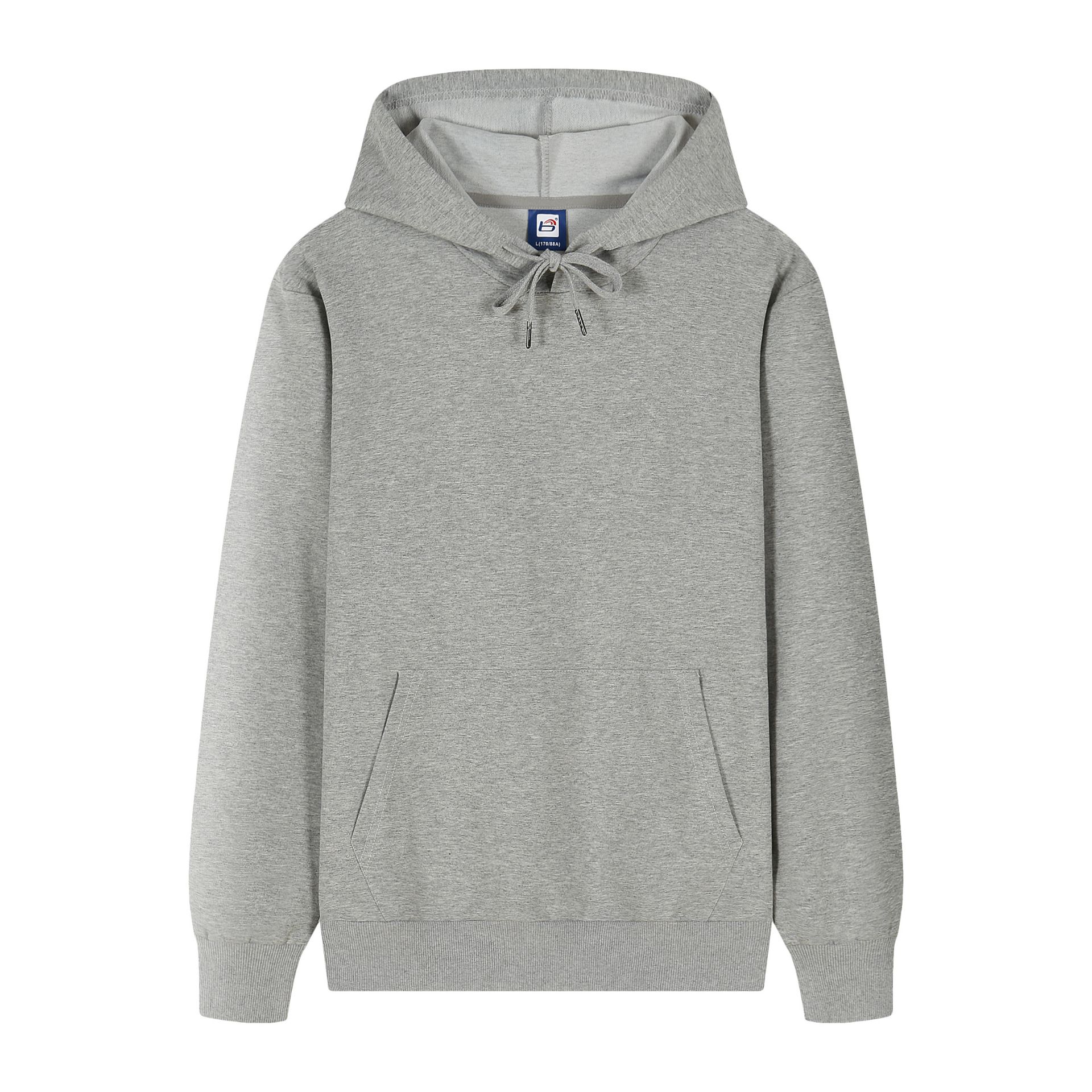 Spring and autumn cotton Lycra all-match pullover hoodie sweater men's and women's long-sleeved casual warm plus fleece clothes bottoming