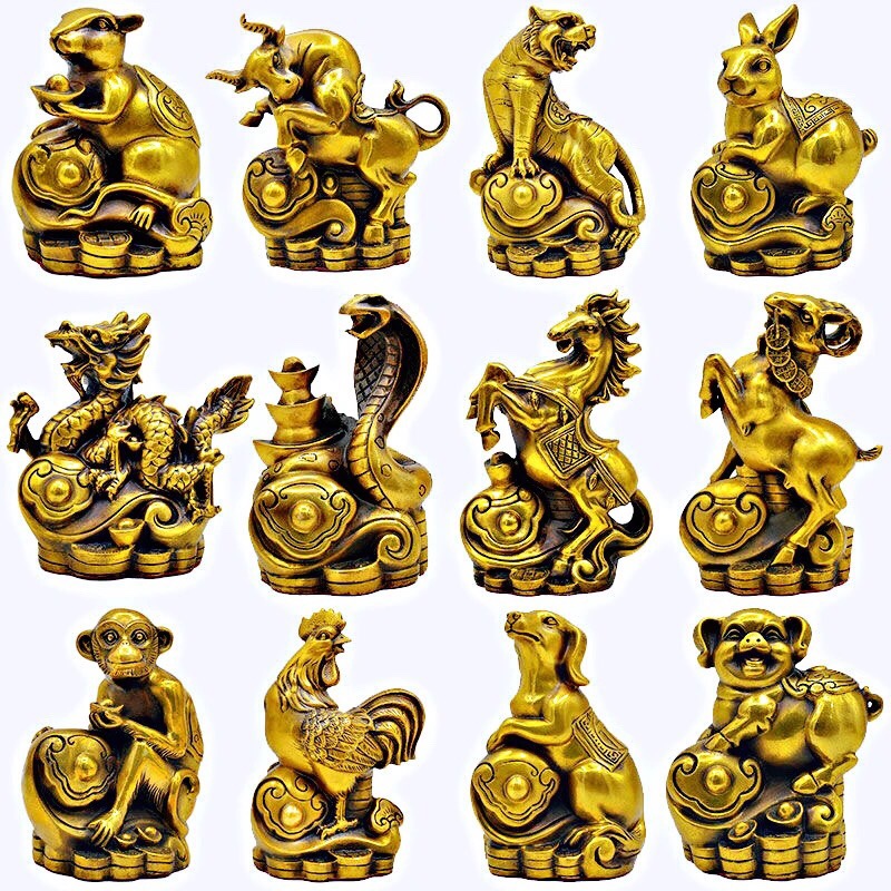 Boutique copper XII Zodiozodiac Chinese rat dragon snake horse cowboy cocky pig household furnishings copper