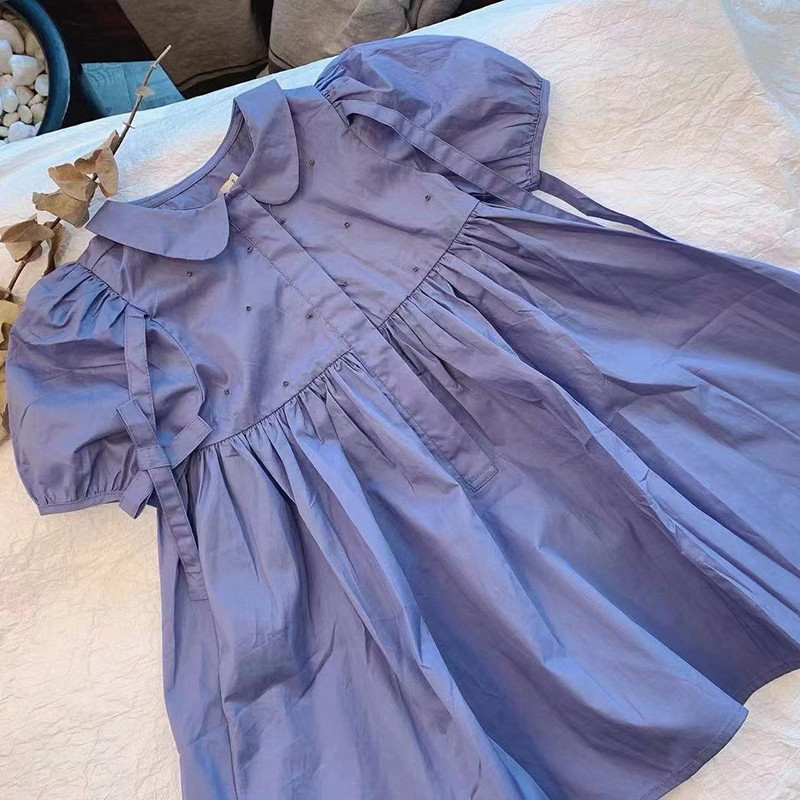 Girls dress summer dress new Korean version of children's clothing Western style Korean fashion children's girl doll collar purple skirt