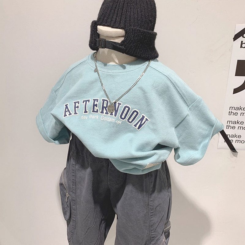 Child Loose T-shirt Summer Dress New Korean Version Children Dress Foreign Palate Boy Girl Letters T-shirt Short Sleeve Blouse