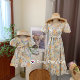 Parent-child dress, mother and daughter dress, summer dress, new Korean version of children's clothing, foreign style fried street Korean floral puff sleeve skirt