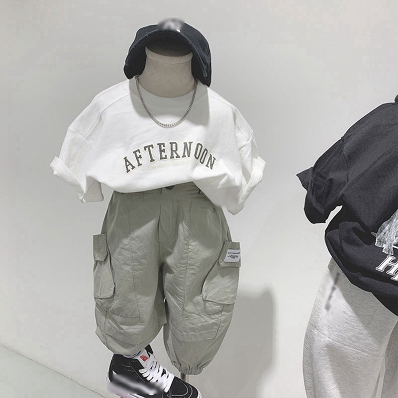 Boys and girls T-shirts short-sleeved summer clothes new Korean version of children's clothing Western style Korean children's fashion loose letter tops