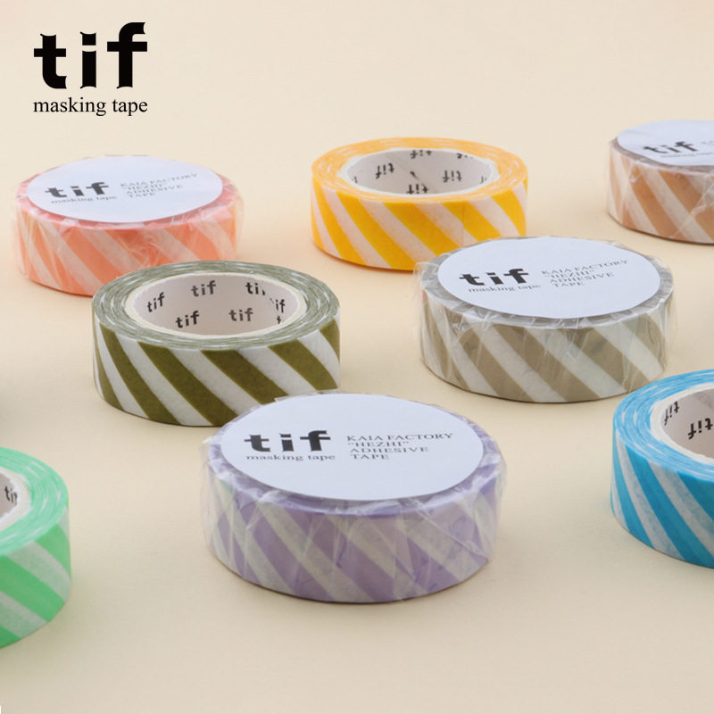 10m roll of TIF washi tape, striped, basic journal material, background sticker, tearable writing tape.