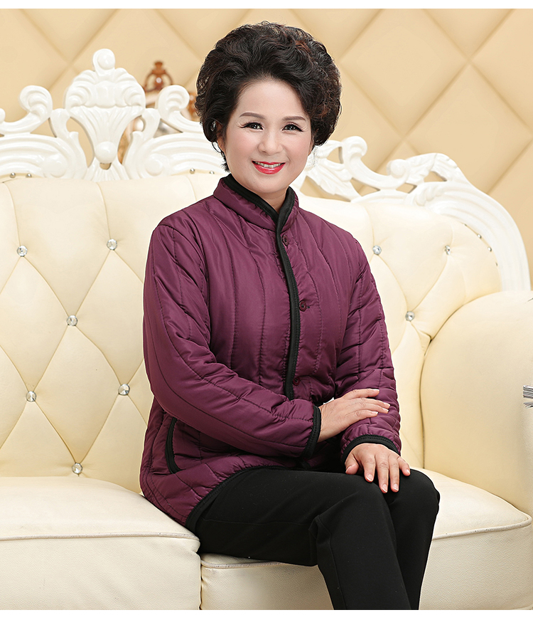 Mùa đông trung niên và người già cộng với nhung dày của phụ nữ áo khoác cotton kích thước lớn của bà ngoại Bà già áo khoác cotton ấm áp áo khoác trung niên nữ u50