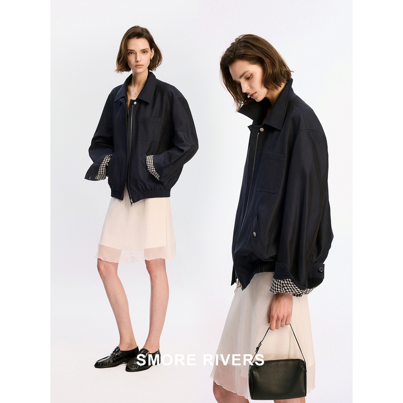 Smore Rivers Quiet Luxury and Elegance Japanese Imported Omi Sun-Dried Pure Cotton Color-Block Plaid Chanel-Style Jacket