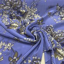 100% pure mulberry silk silk crepe blue purple big flower shawl dress fabric