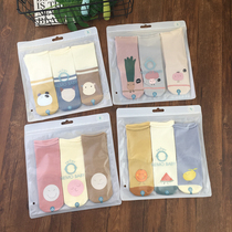 3 pairs of 0-4 years old baby socks tube socks crimped elastic socks boneless spring and autumn pure cotton cartoon baby socks