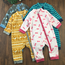 Baby shake grain suede one-piece clothes autumn outside wearing warm climbing and climbing clothes male and female baby obliquely opening zipped jacket kha-clad jacket