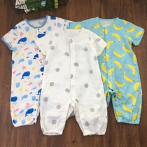 80-110 yards 2 layers washed with gauze pure cotton yarn baby short sleeve climbing with summer and woman baby khaki one-piece suit