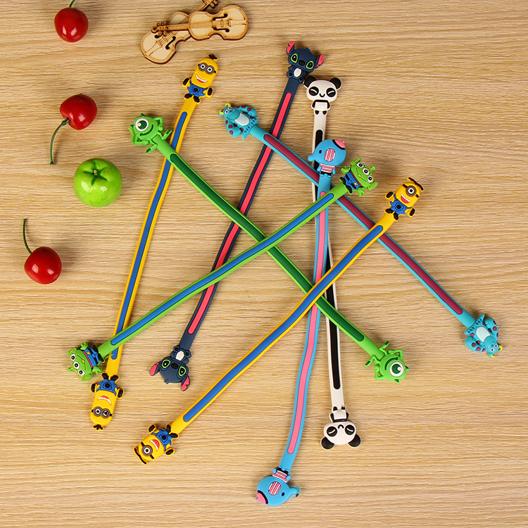 Boutique cute cartoon headphone winder 2 head silicone winder custom can be printed LOGO advertising winder