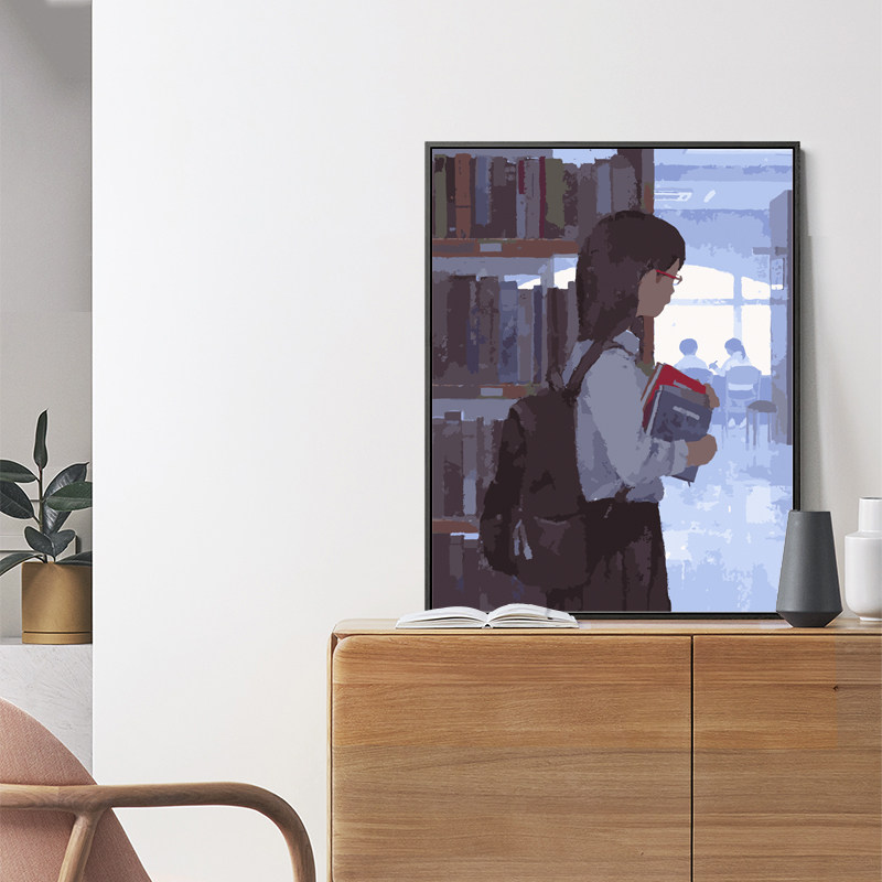Girl DIY digital oil painting student hand-painted filling decorative painting living room decompression Nordic hanging painting retro oil painting