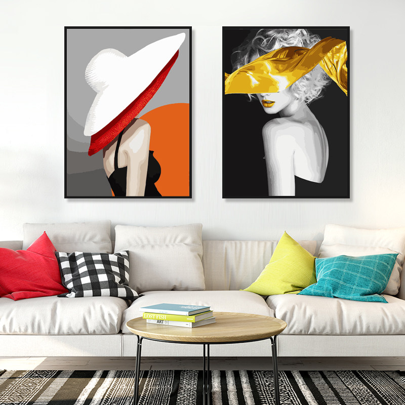 Hand-painted DIY Digital Oil Painting Abstract Personality Art Decoration Painting Teenage Girl filling oil color painting Nordic hanging painting propylene