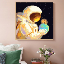 diy digital oil painting minimalist living-room oil color painting Fill handpainted star moon decoration painting on the color cosmonaut cartoon