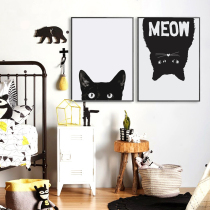 Cat fish digital oil painting diy hand-painted filled black Gray modern oil color painting color decompression simple decorative painting ins