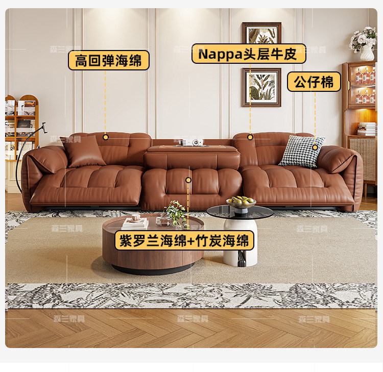 Функциональные диван 意式极简现代简约电动多功能真皮沙发可伸展客厅小户型2024年新款 Senlan