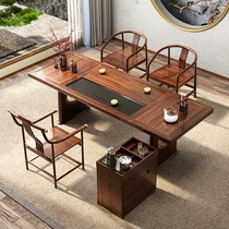 New Chinese Kung Fu tea table Zen Ebony wood household balcony tea table and chair combination office tea table Solid wood tea table