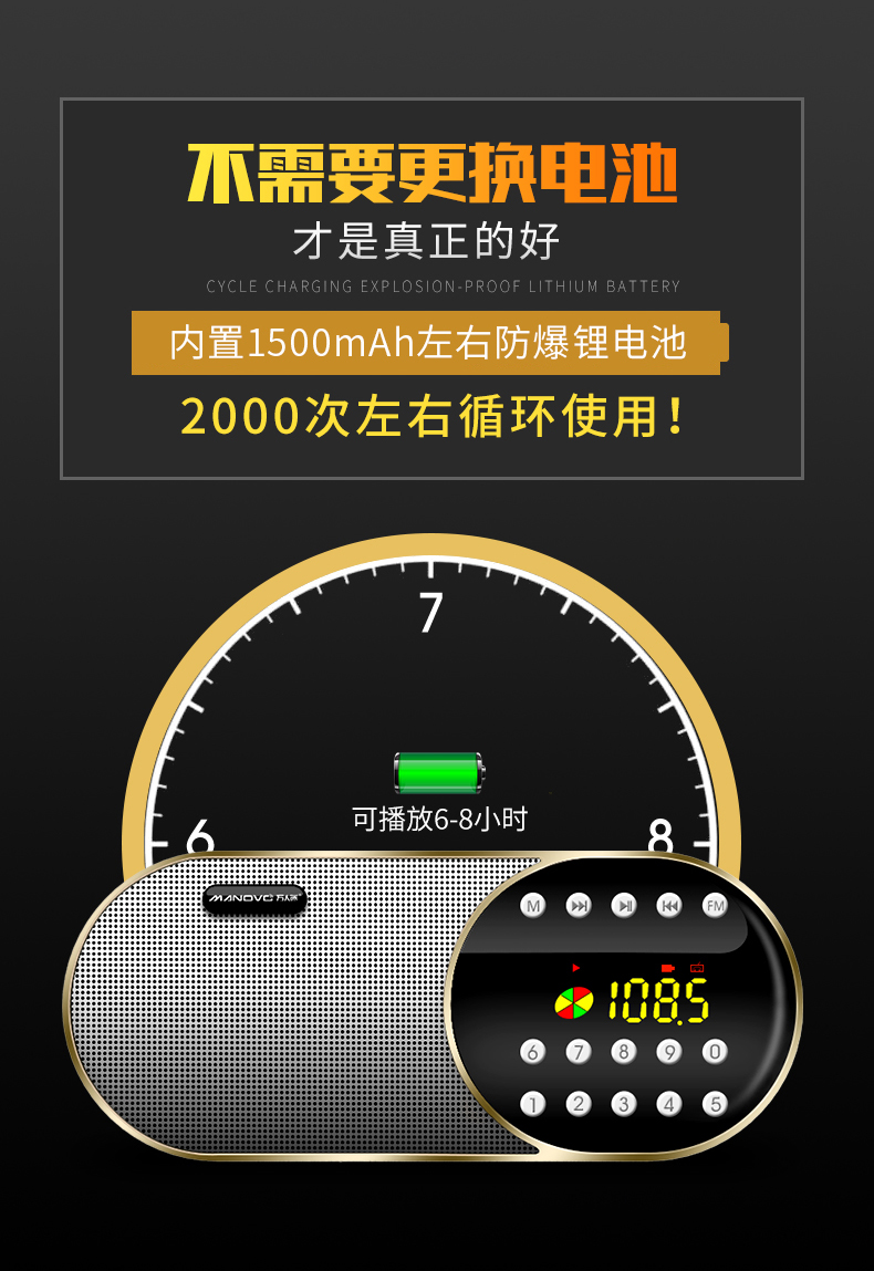 Manovo / geek F1 radio nhỏ cầm tay máy nghe nhạc cũ thẻ sạc Walkman - Trình phát TV thông minh thiết bị thu phát wifi