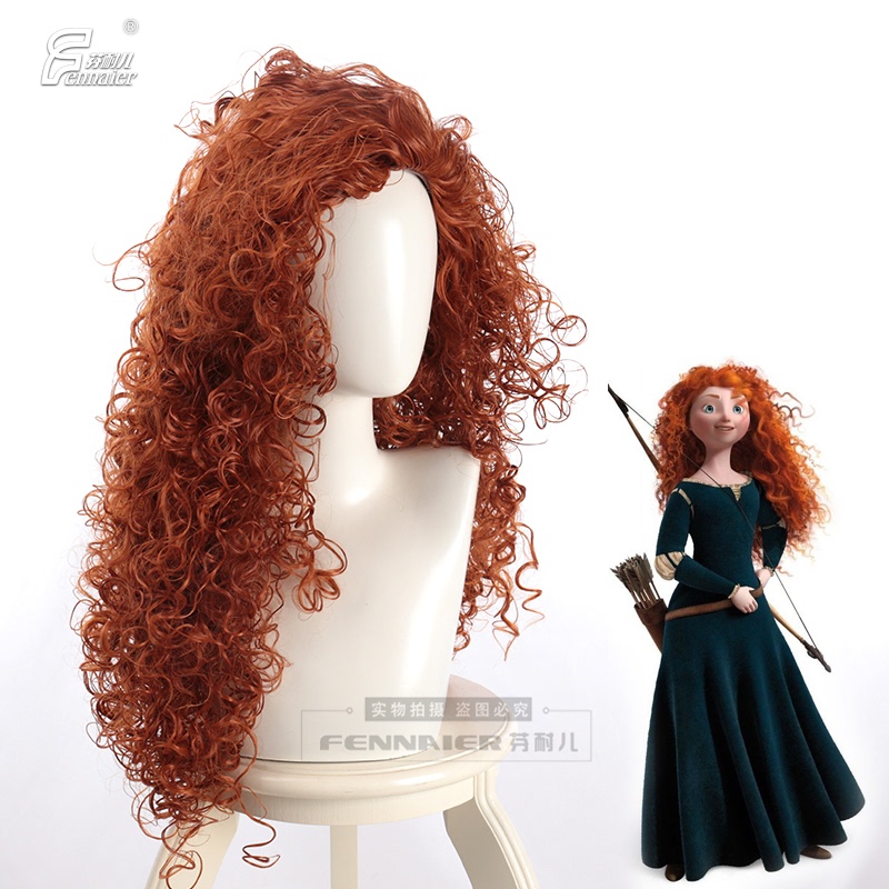 Fenner Melinda Princess Brave Legend Fluffy Big Curly Hair Dark Orange Instant Noodle Curl Cosplay Anime Wig