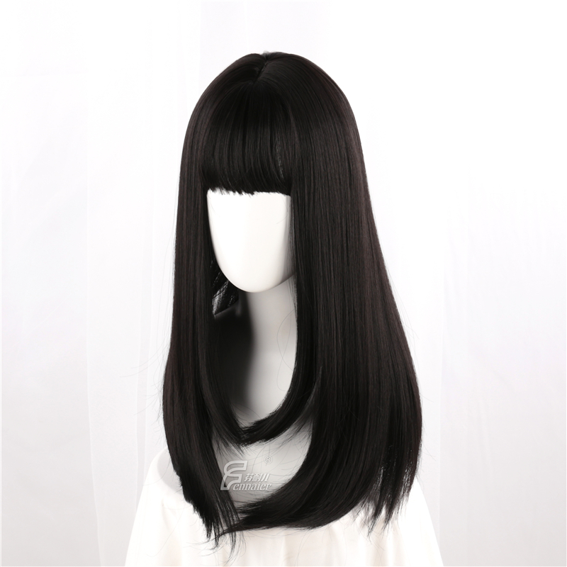 Natural BlackFennell   female Long hair lolita Lolita natural jk shave lovely lo Milk gold Long straight hair cos Wigs