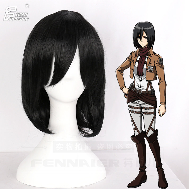 Гигантский черный парик для косплея Fennell Mikasa Ackerman можно использовать для ежедневной укладки Изображение 1
