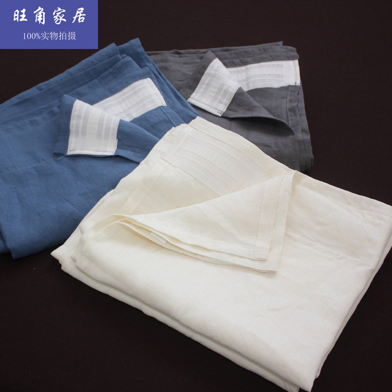 Pure linen curtains Nordic style blackout curtain balcony study partition window solid color all-match rod hook dual-use