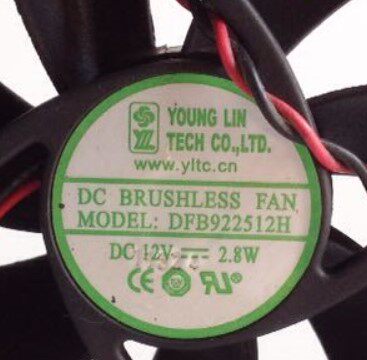 Original installation Yonglin DFB922512H 12V 2 8W 9CM 2 Line Double Ball Cooling Fan