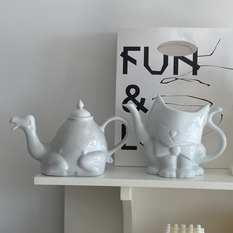 SHINY MOMO foreign trade export tail single ceramic kettle animal ornaments(defective products)