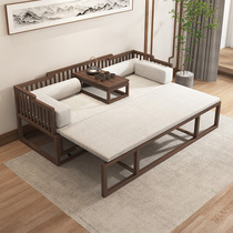 Новый китайский твёрдый древесина Bed With Push-and-pull Soft Dual Dual-use Zen Tea Room Tea Table Chairon