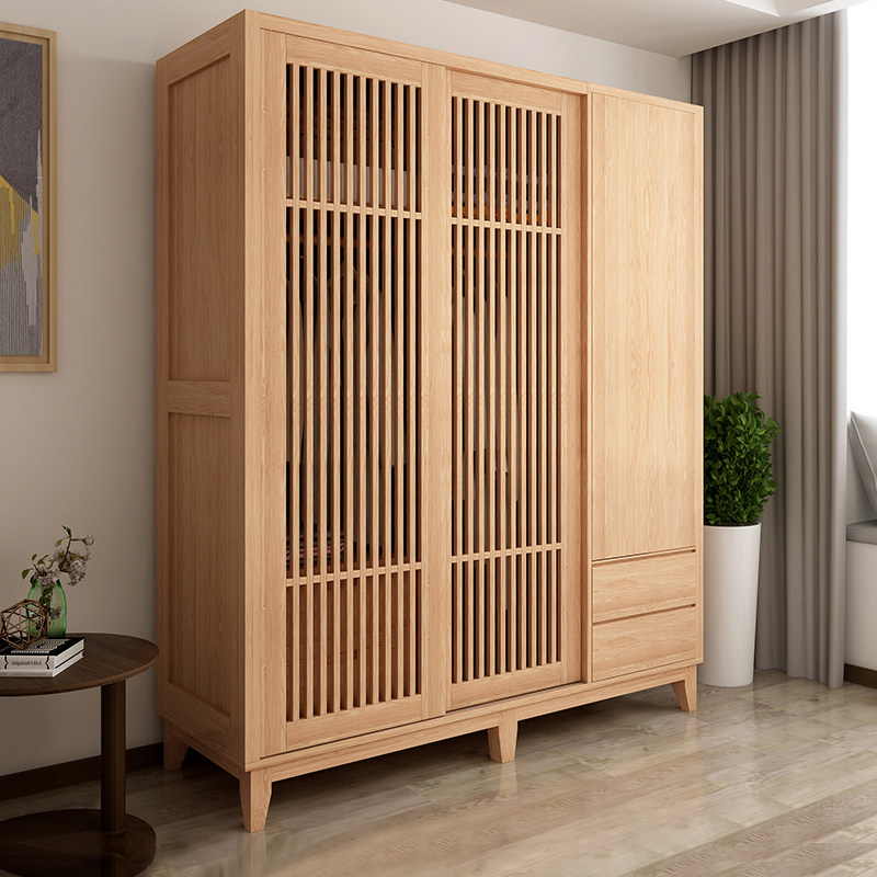 Nordic Solid Wood Wardrobe Modern Minima Large Closet Bedroom bedroom storage accommodating cupboard Mind hotel furniture customizable