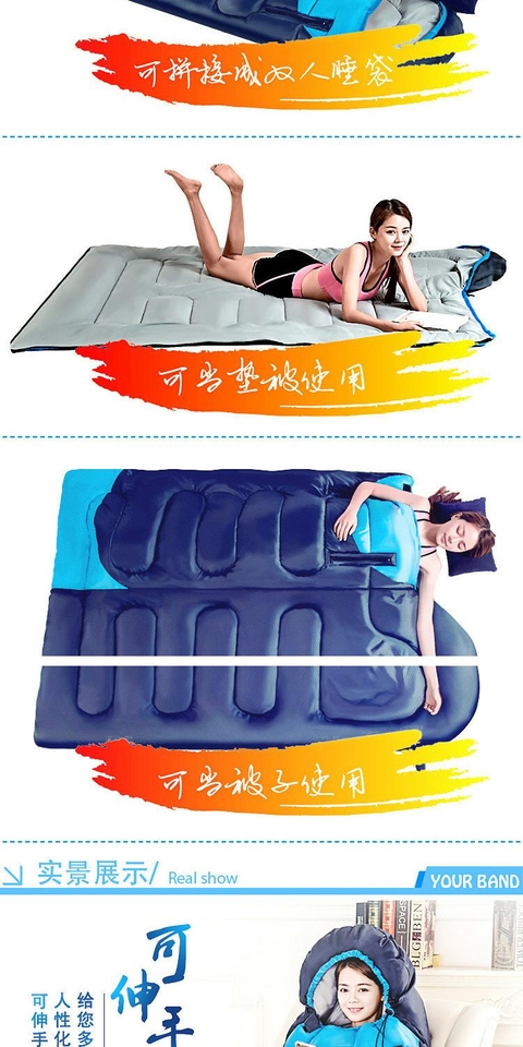 Túi ngủ cotton có thể vươn ra để đứng đi bộ mùa đông dày ấm ngoài trời cắm trại ngoài trời sinh viên ký túc xá văn phòng lười biếng - Túi ngủ túi ngủ trẻ em