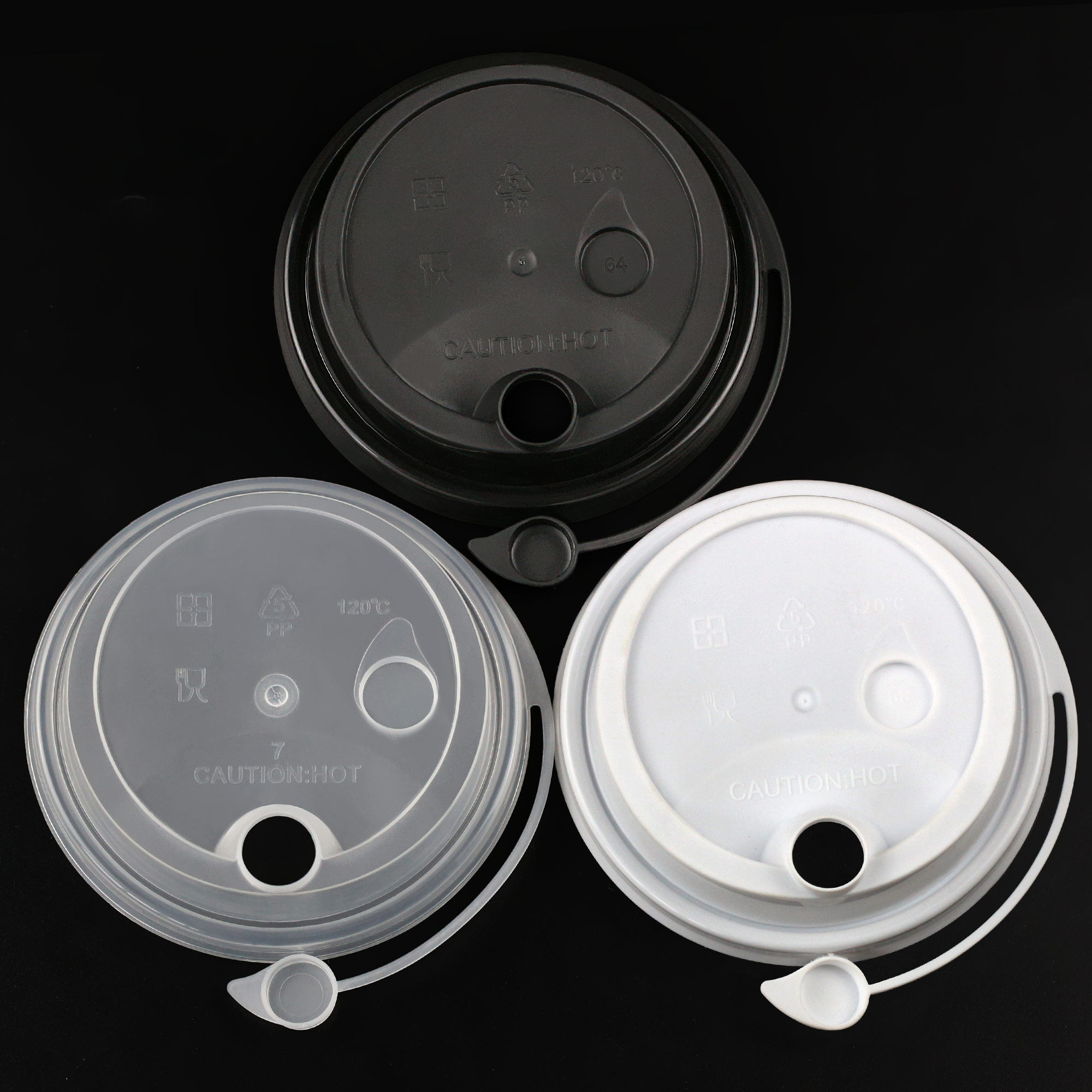 直径90mmの使い捨て射出成形カップ蓋。ミルクティー、ジュース、その他の飲料容器用の漏れ防止一体型蓋。