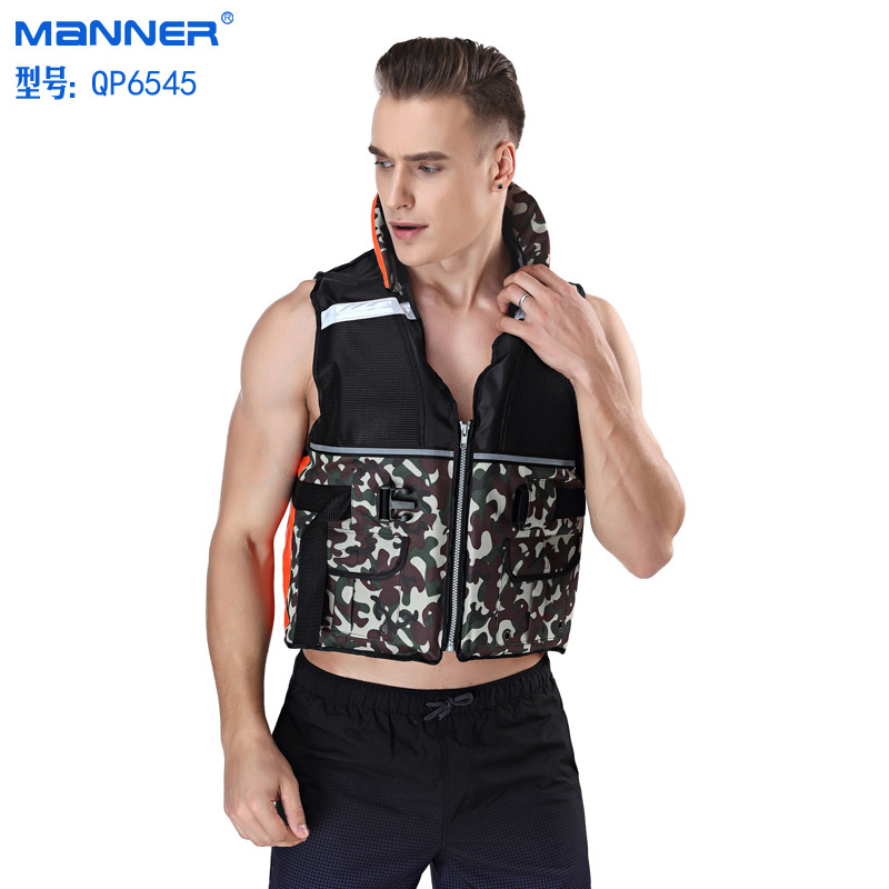 Adult male and female camouflak life vest professional snorkeling fishing dress waistcoat waistcoat with pocket floating water coat