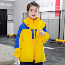 Boys and girls Spring and Autumn new assault clothes winter plus velvet thickened three-in-one childrens set school uniforms can be customized