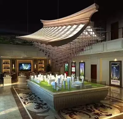 Creative new Chinese House palace model sample House exhibition center Villa club hotel project sand table bar iron chandelier