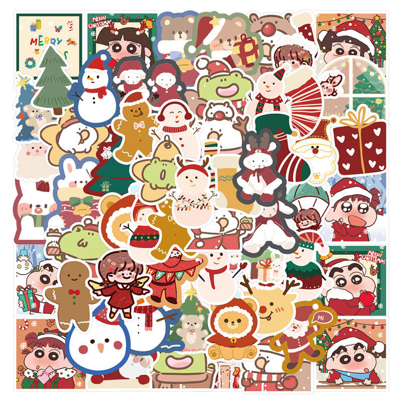 Christmas crayon small new expression pack stickers cartoon cute material decoration notebook mobile phone stickers waterproof