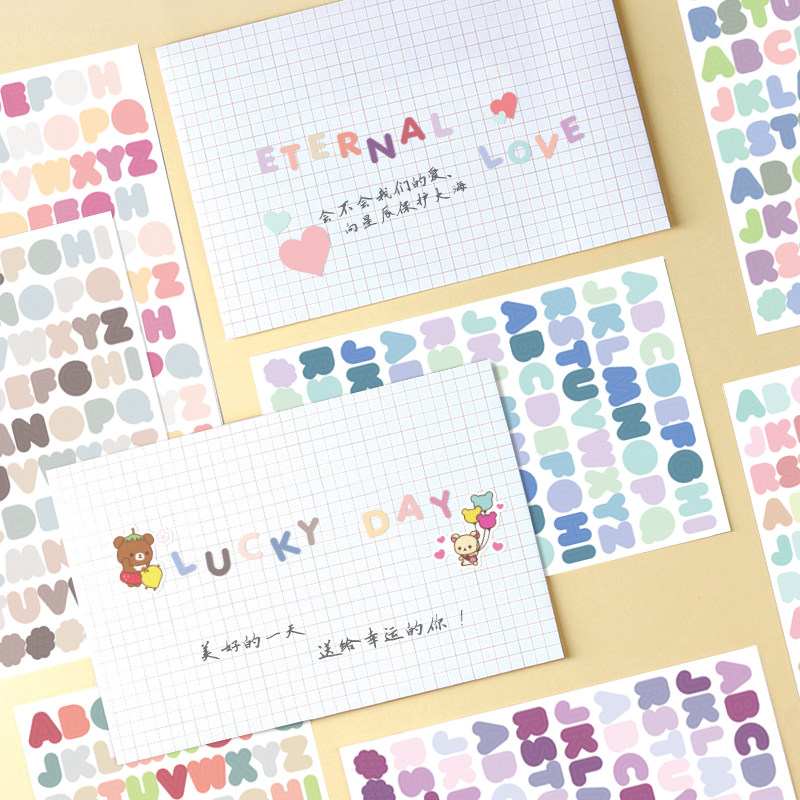 Color capital letter sticker diary hand account decoration DIY title material mark label number sticker card
